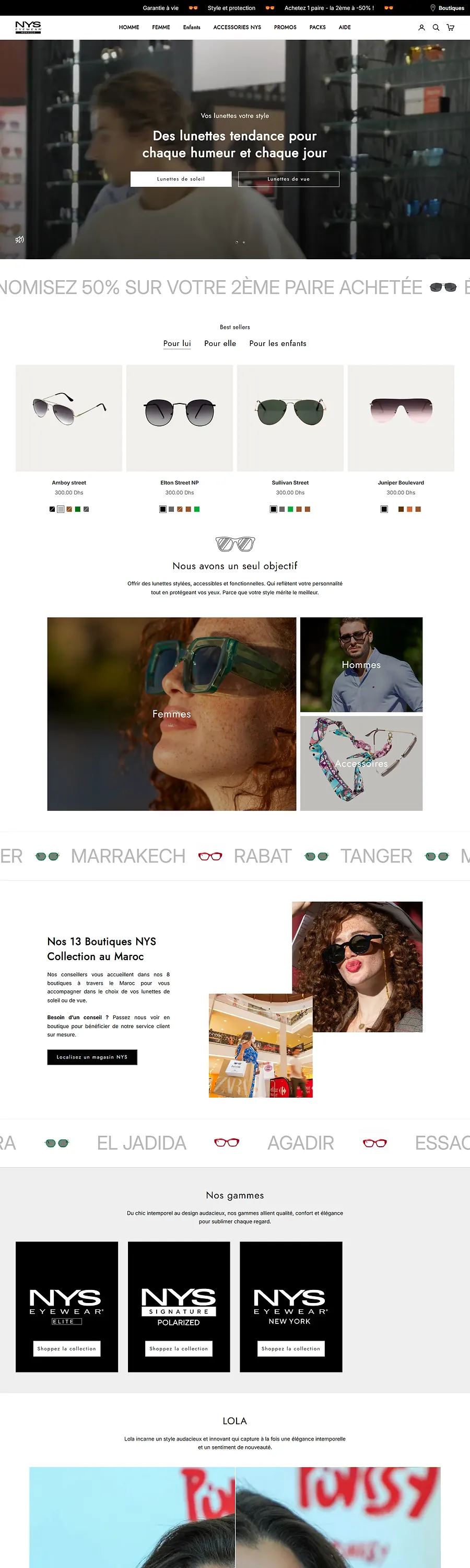 Aperçu du site NYS Eyewear
